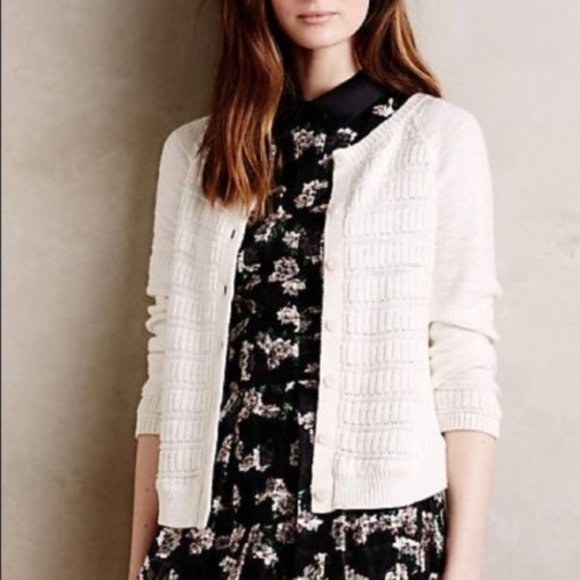 Anthropologie Sweaters - NWOT Anthro Moth Stripe Stitch Cardigan Ivory Sz S